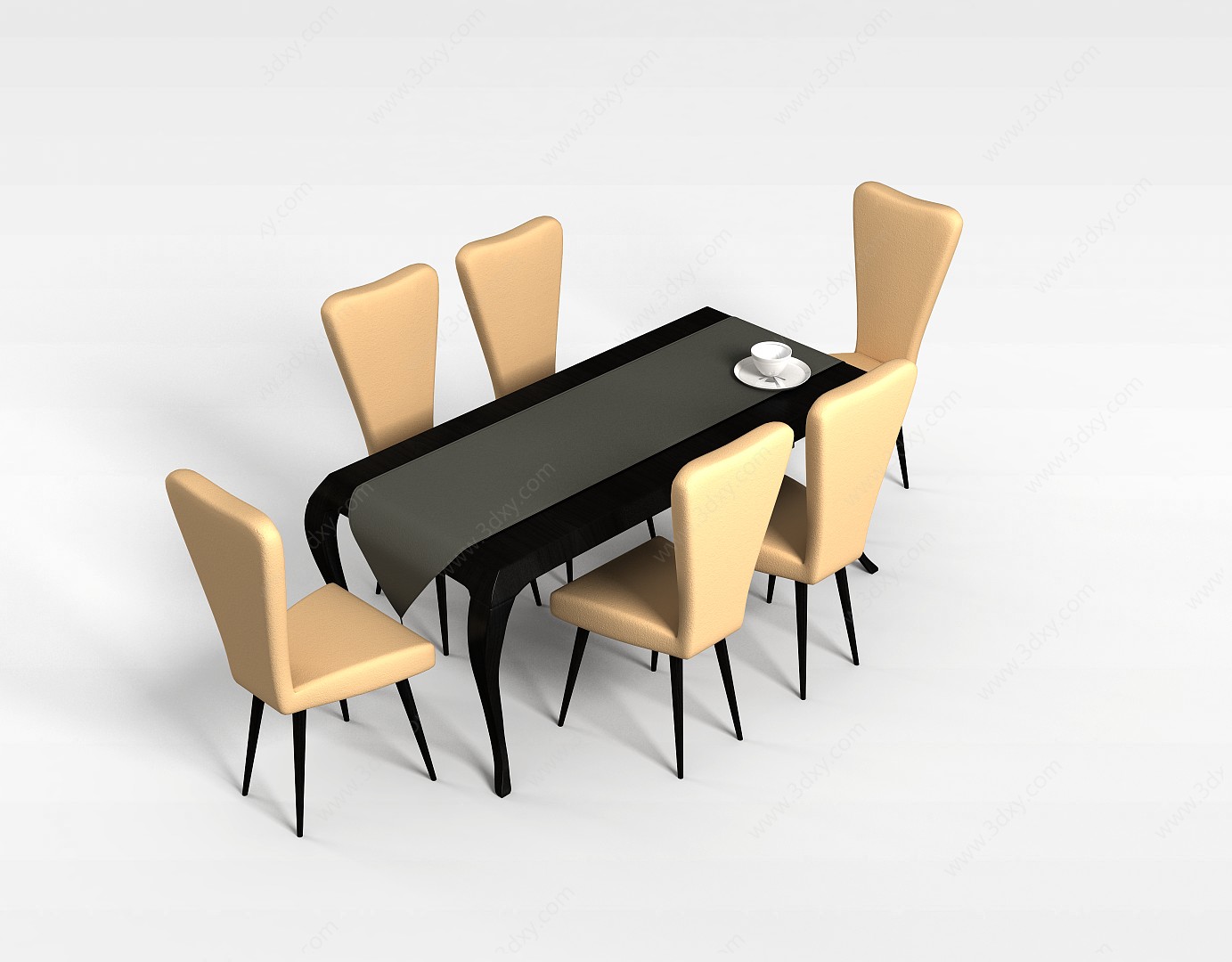 简欧时尚餐桌椅3D模型