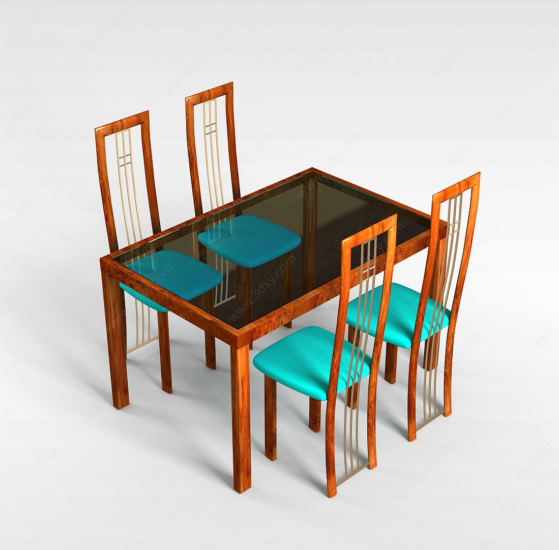 简约中式餐桌椅3D模型