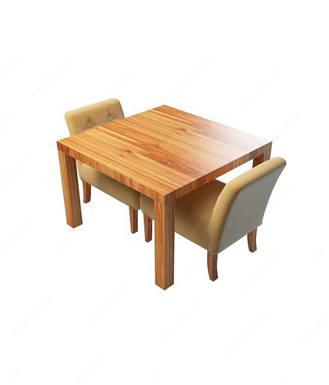 中式双人桌椅3D模型