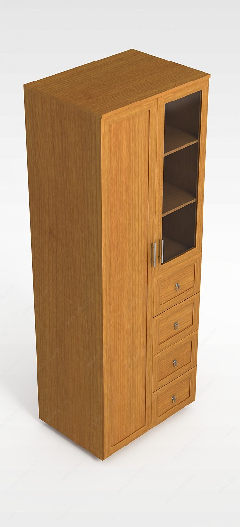 书房实木柜3D模型