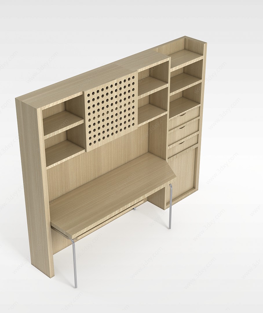 欧式办公书柜3D模型