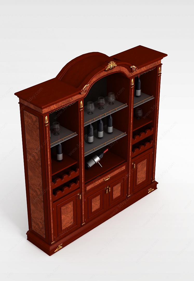 欧式实木酒柜3D模型