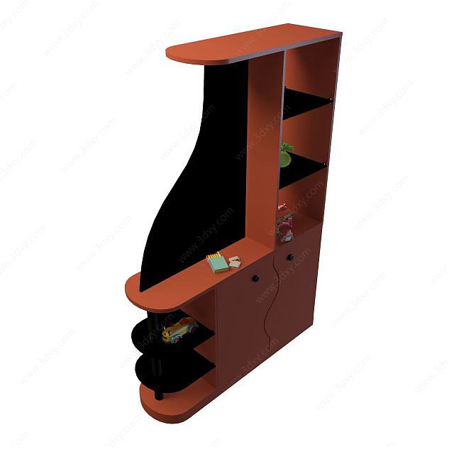 实木玄关酒柜3D模型