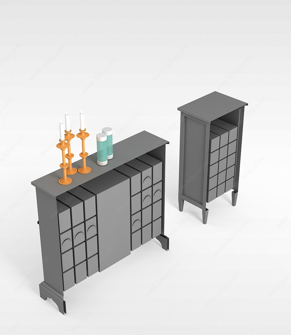 客厅多格酒柜3D模型