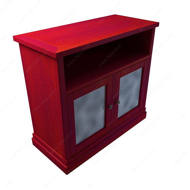 红色边柜3D模型