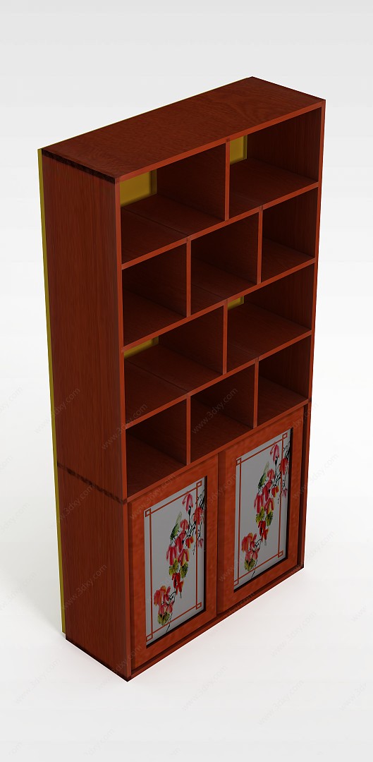 中式书房书柜3D模型