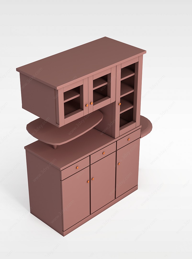 现代实木玄关柜3D模型
