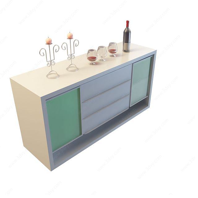 客厅简约酒柜3D模型