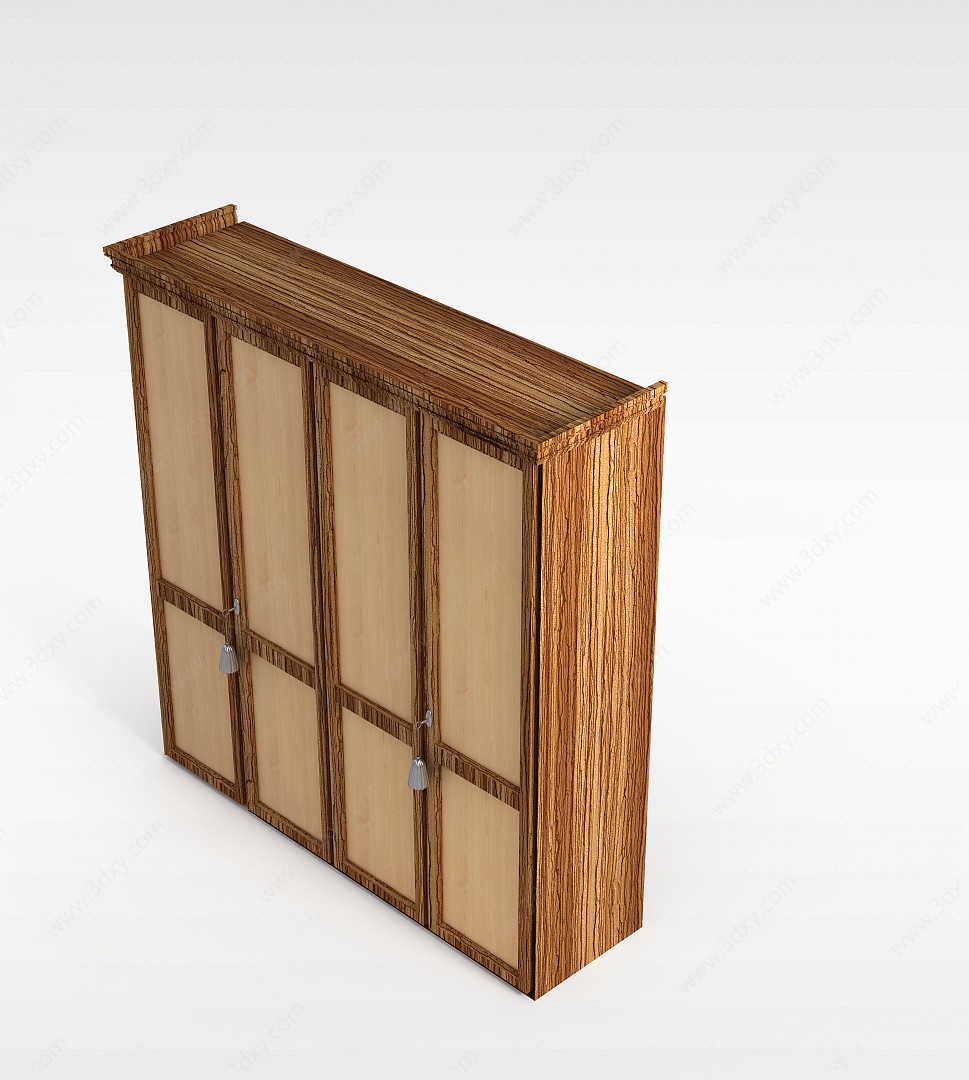 中式实木书柜3D模型
