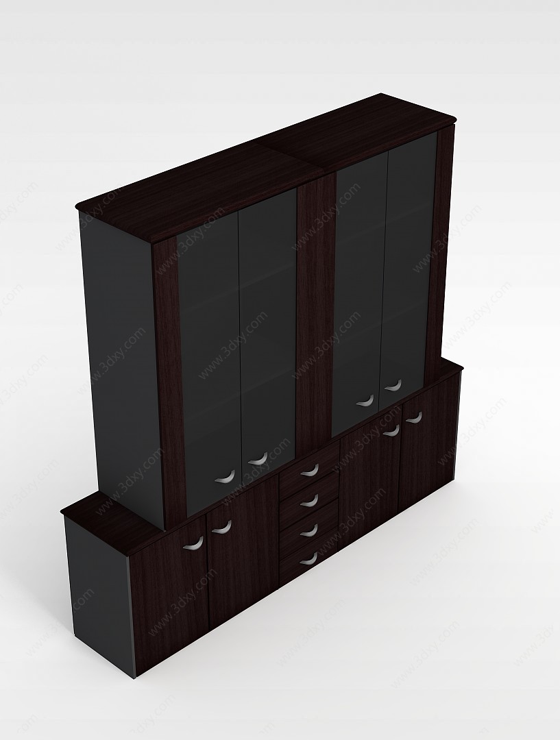中式玻璃实木柜3D模型