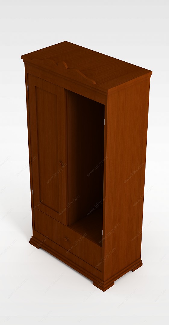 中式卧室实木衣柜3D模型