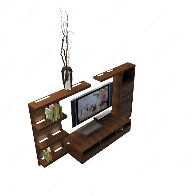 实木电视柜3D模型