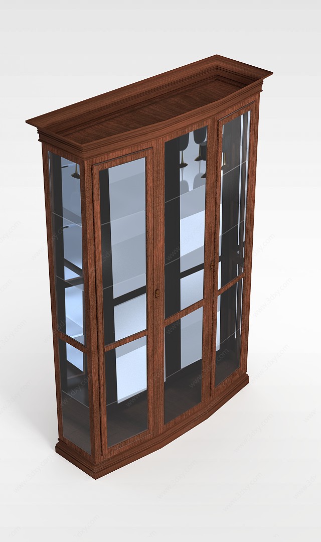 实木玻璃酒柜3D模型