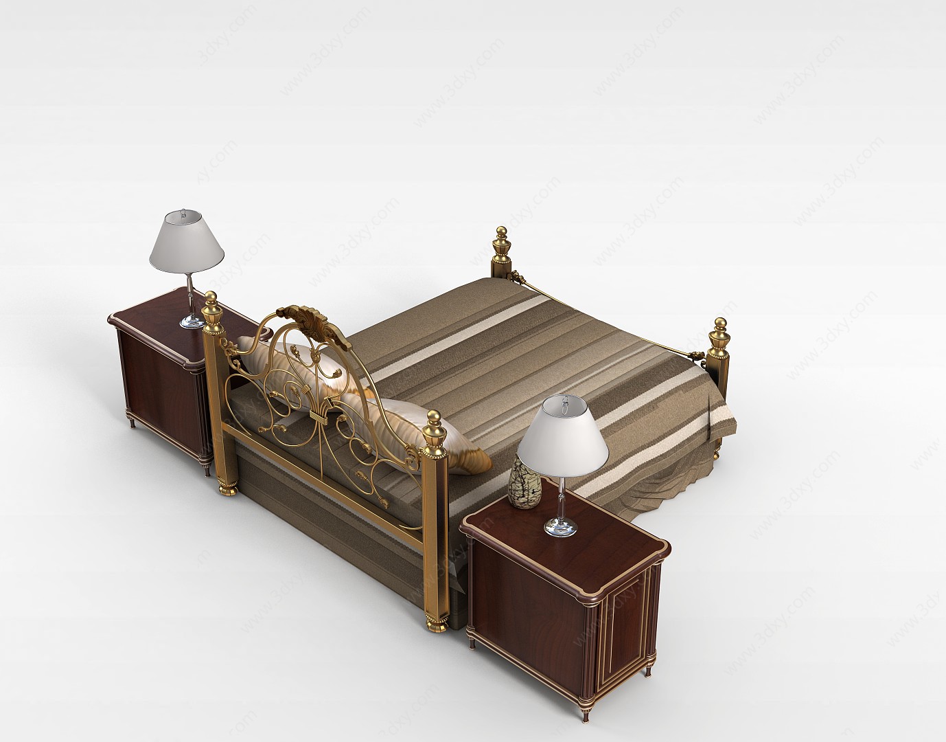 古典双人床3D模型