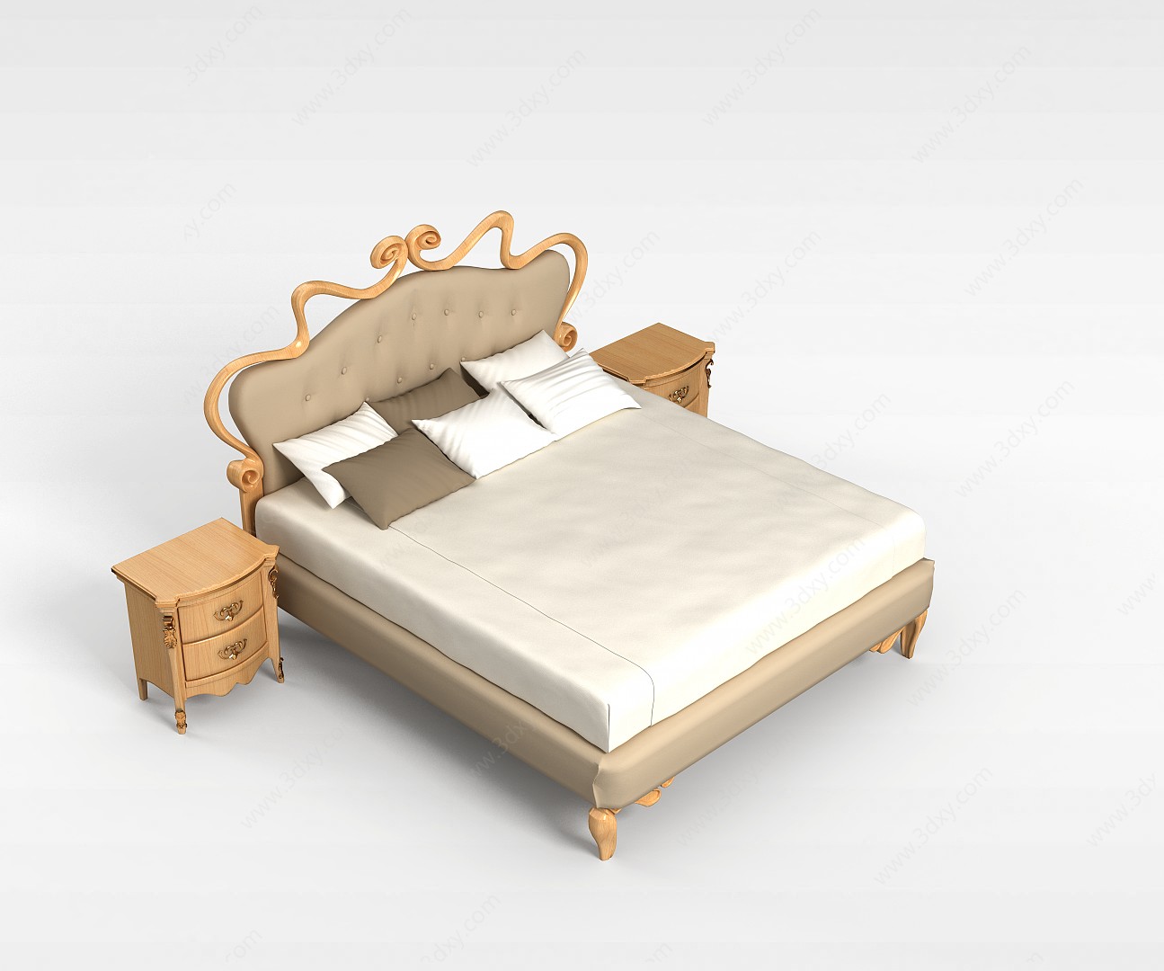 现代双人床3D模型