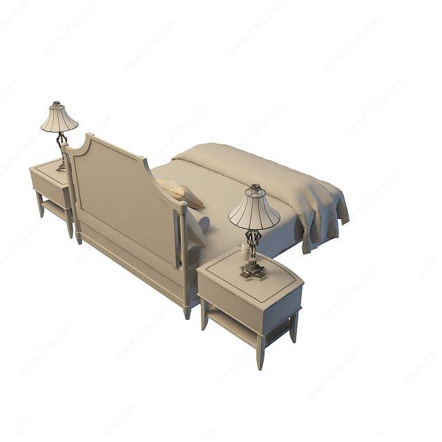 舒适双人床3D模型