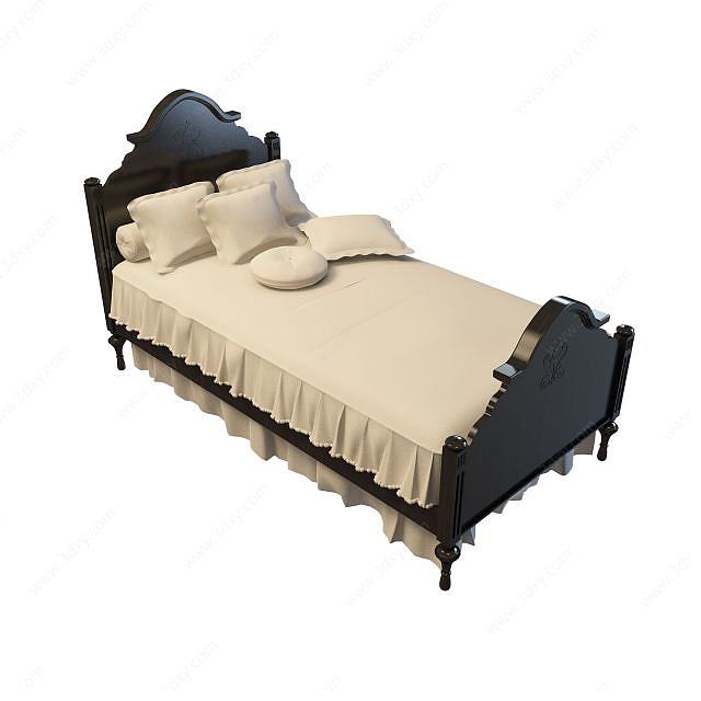 古典单人床3D模型