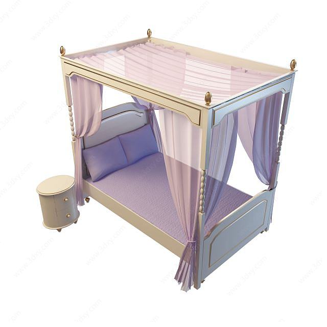 纱幔双人床3D模型