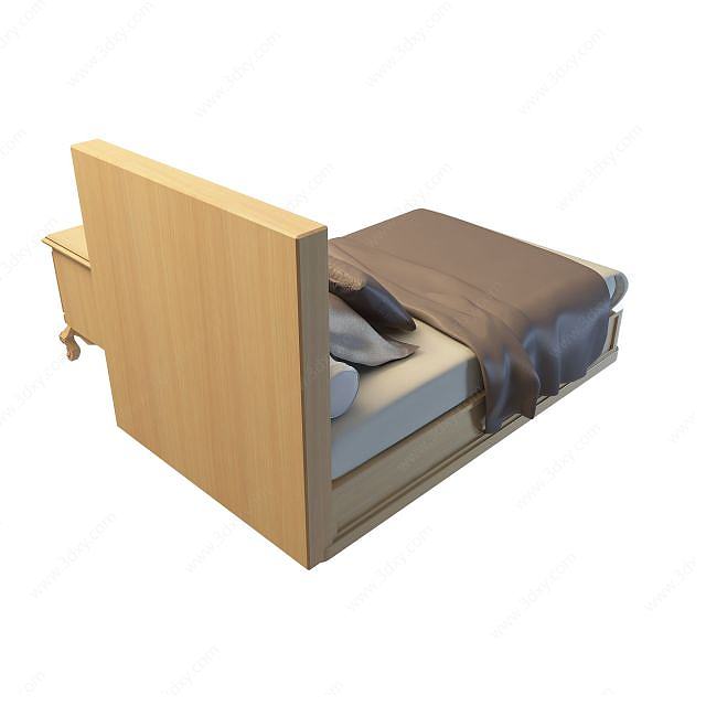 中式双人床3D模型