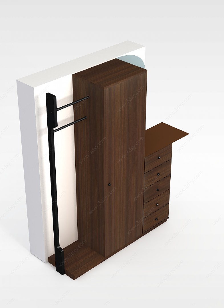 中式原木衣柜3D模型