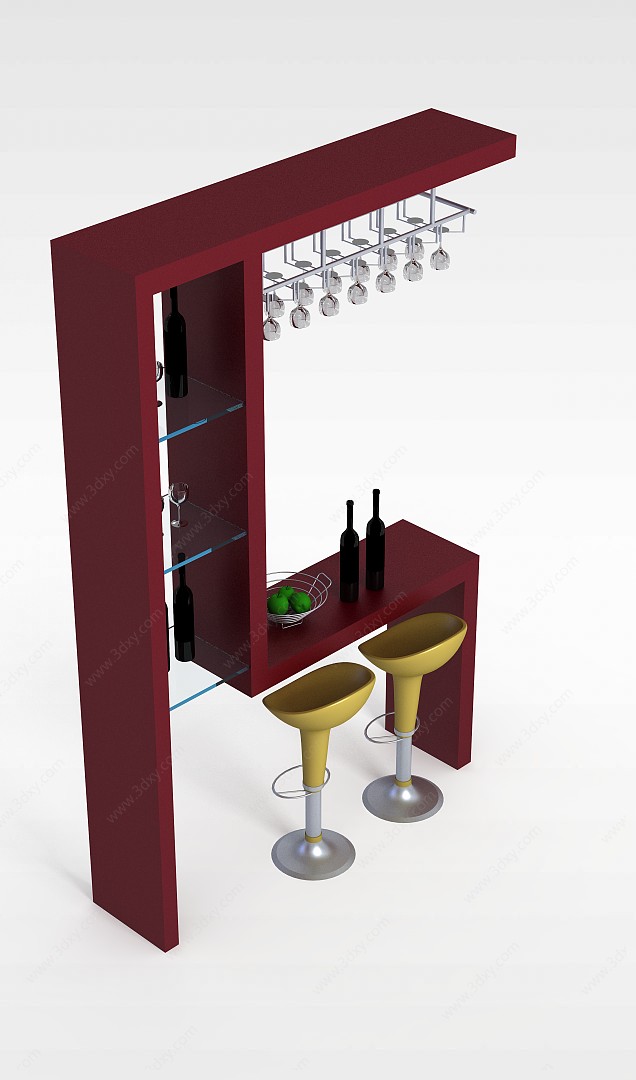 简约酒柜3D模型