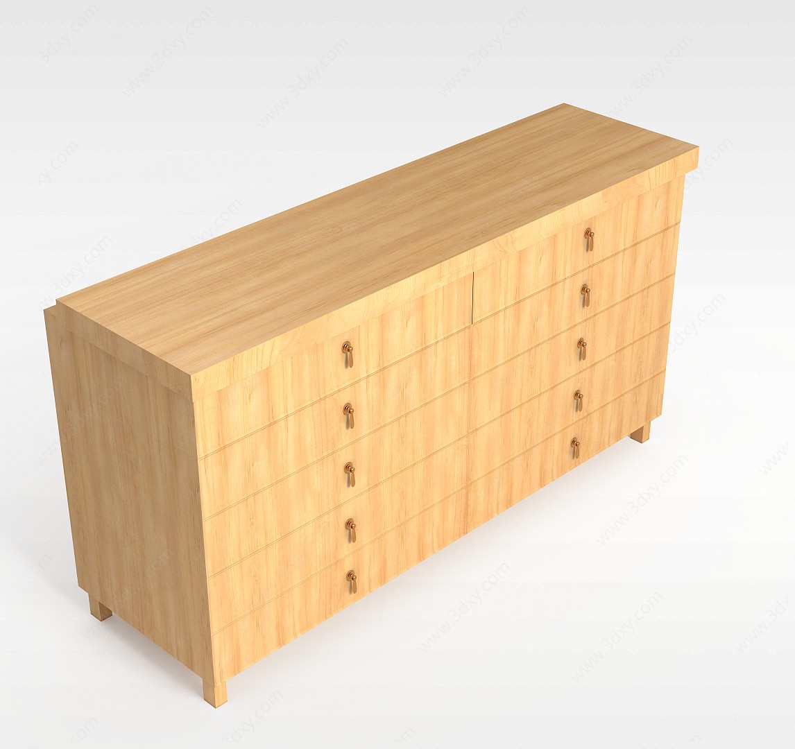 中式实木边柜3D模型