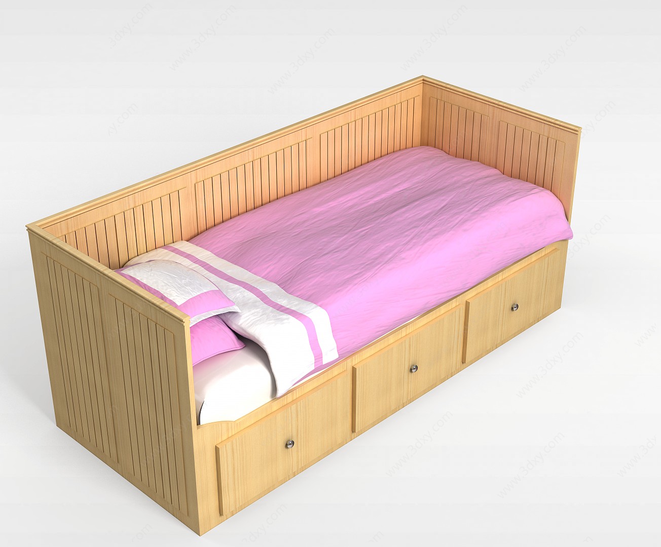木质单人床3D模型