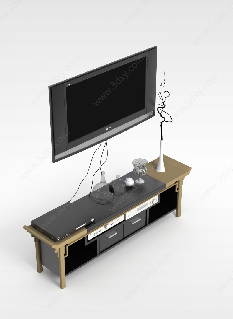 中式电视柜3D模型