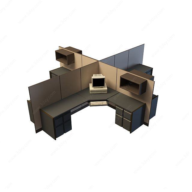 组合办公桌3D模型