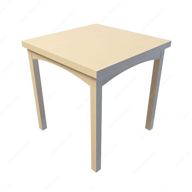 实木方桌3D模型