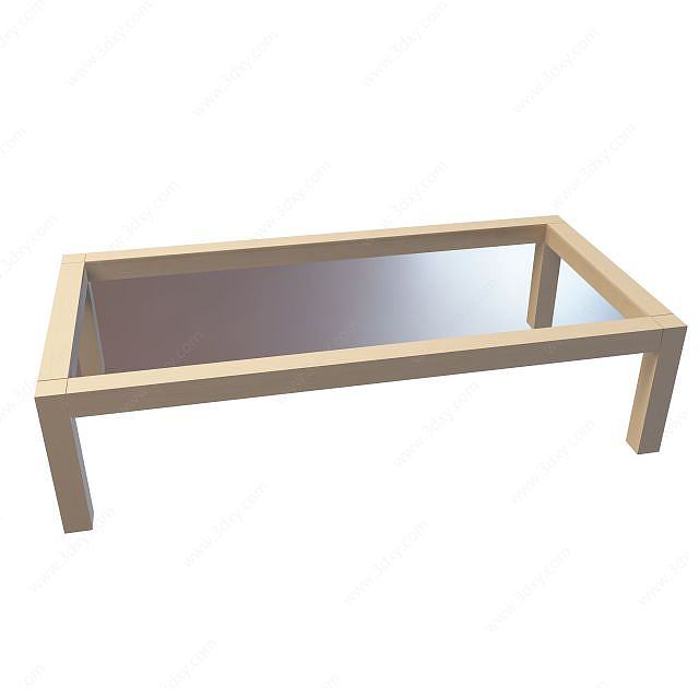 木质玻璃台面桌3D模型