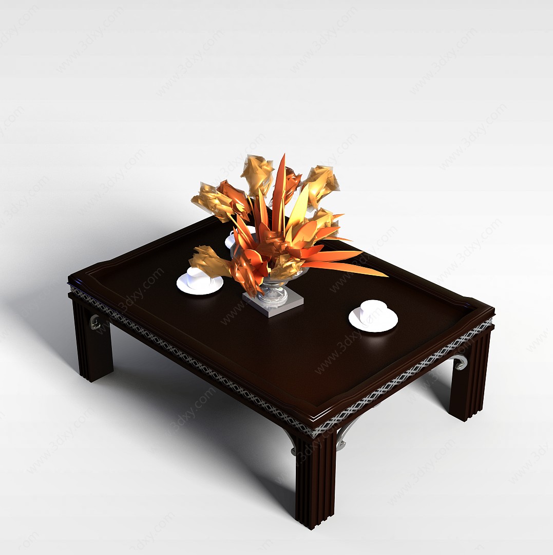 休闲雕刻茶桌3D模型