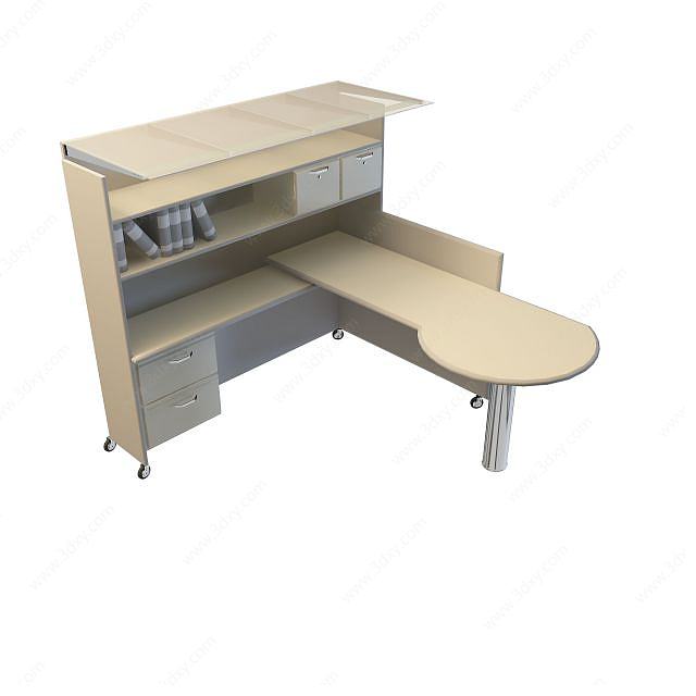 现代办公桌3D模型