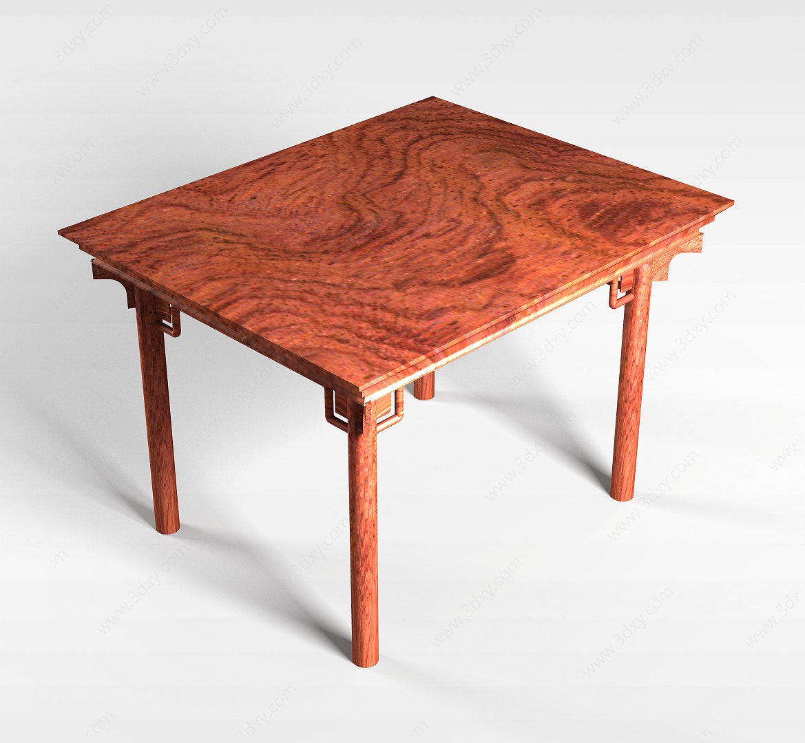 木纹中式实木桌3D模型
