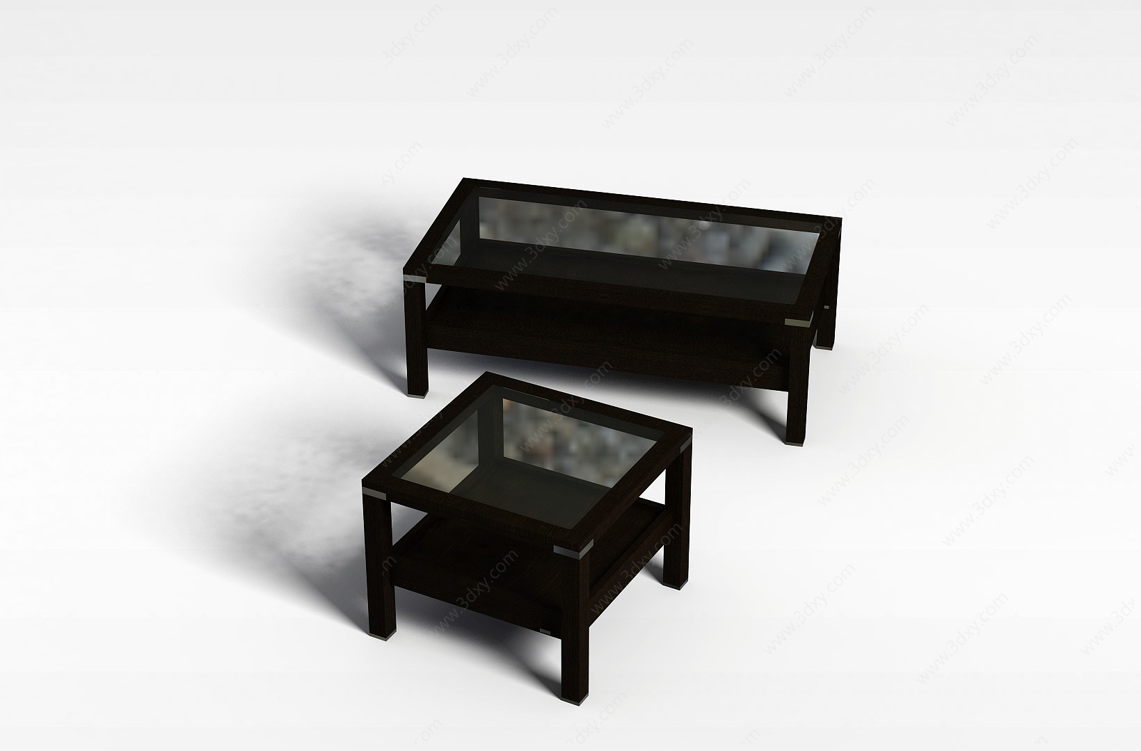 中式古典木框玻璃茶几3D模型