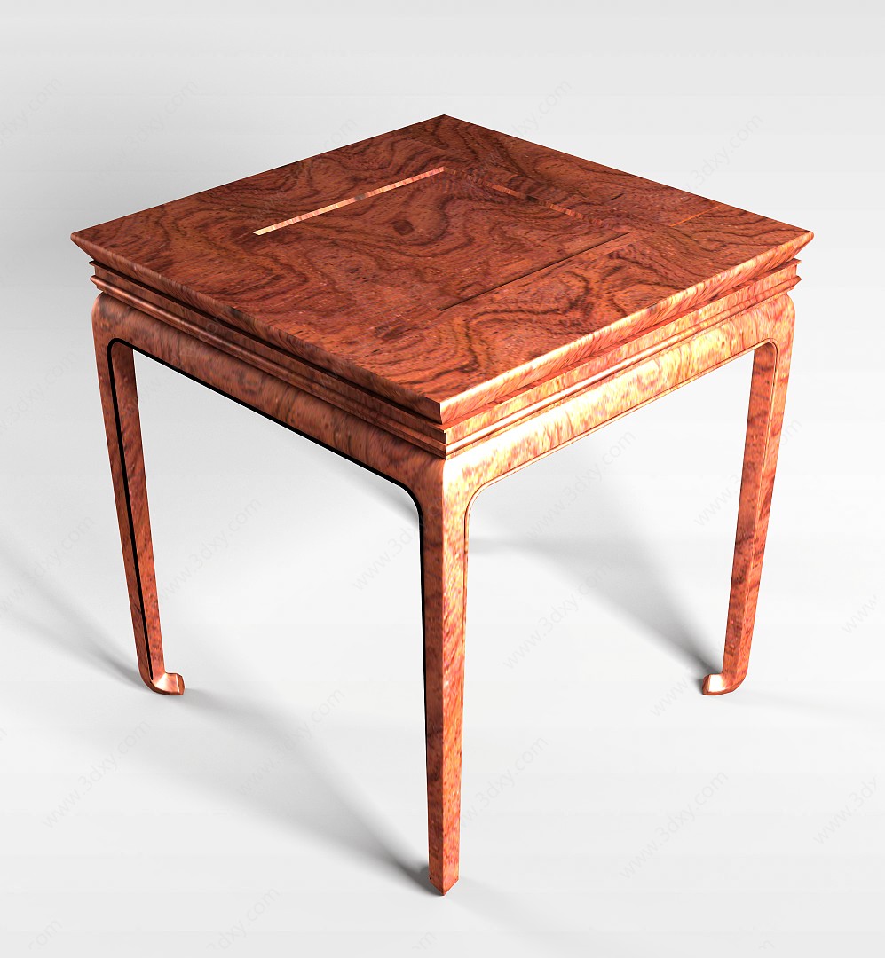中式木纹餐桌3D模型