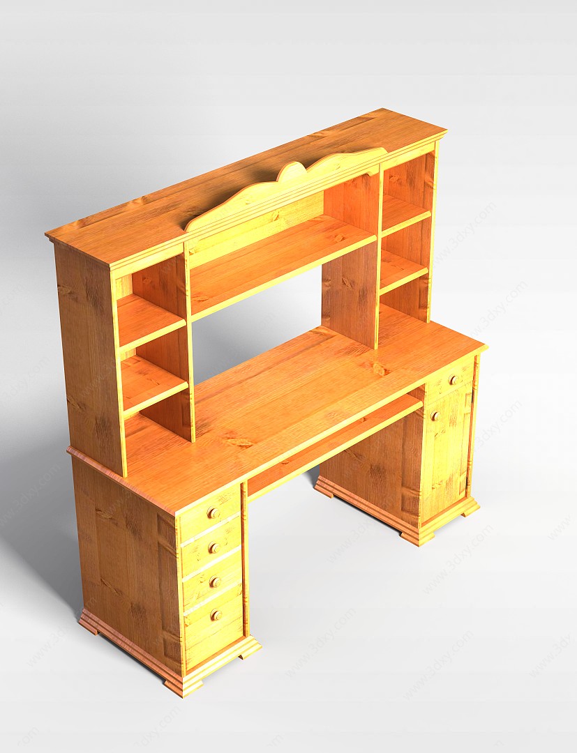 实木桌柜组合3D模型