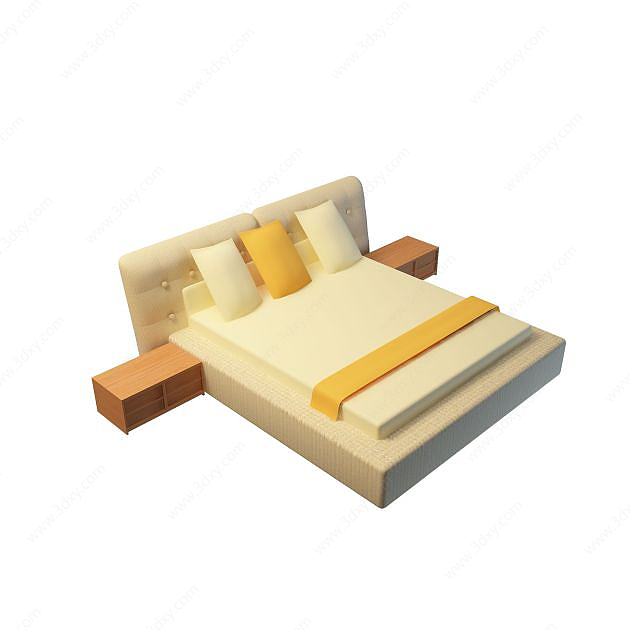 简约双人床3D模型