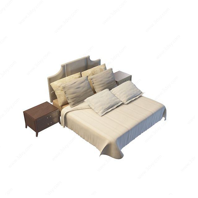 舒适双人床3D模型