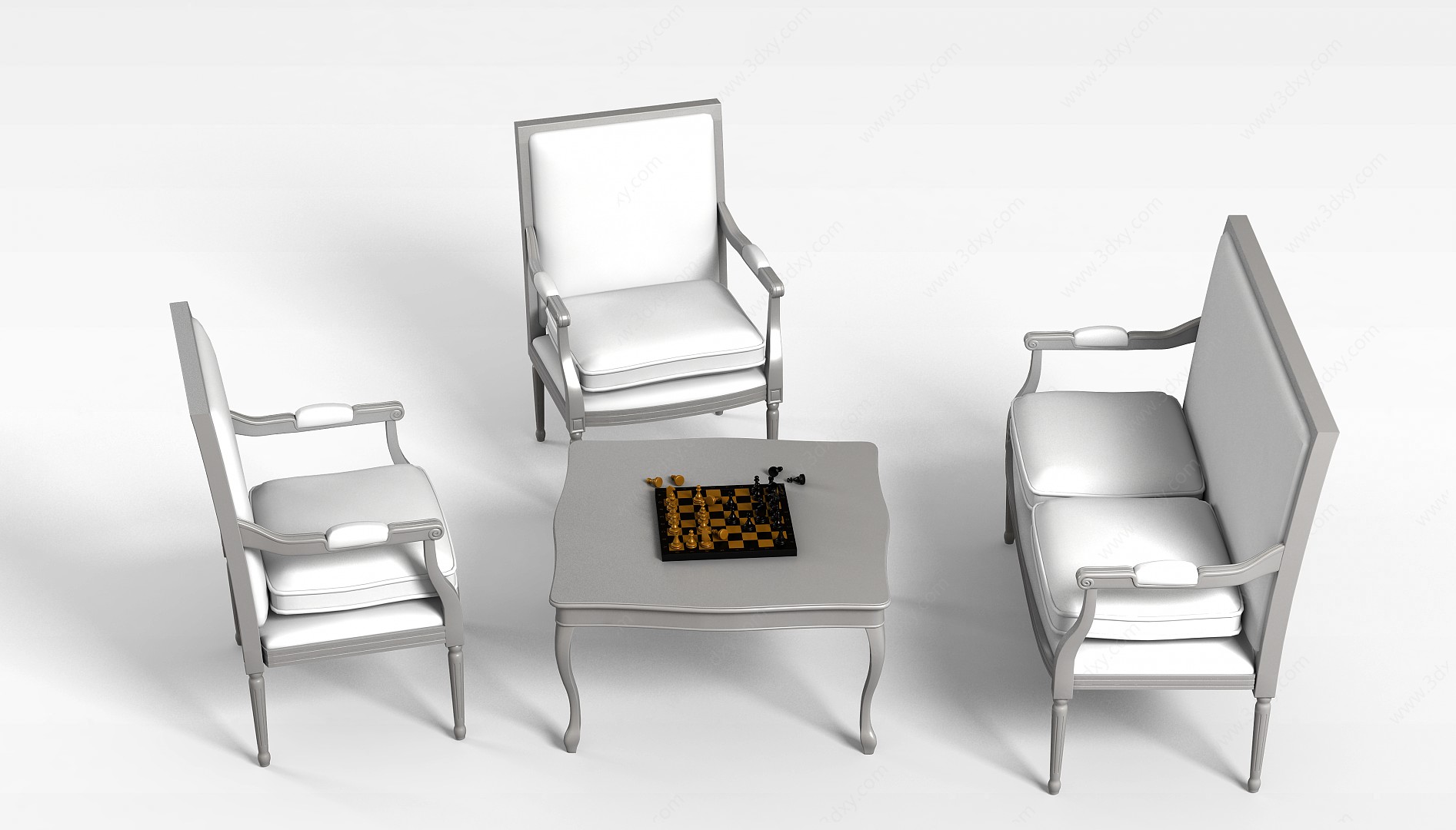 现代客厅桌椅组合3D模型