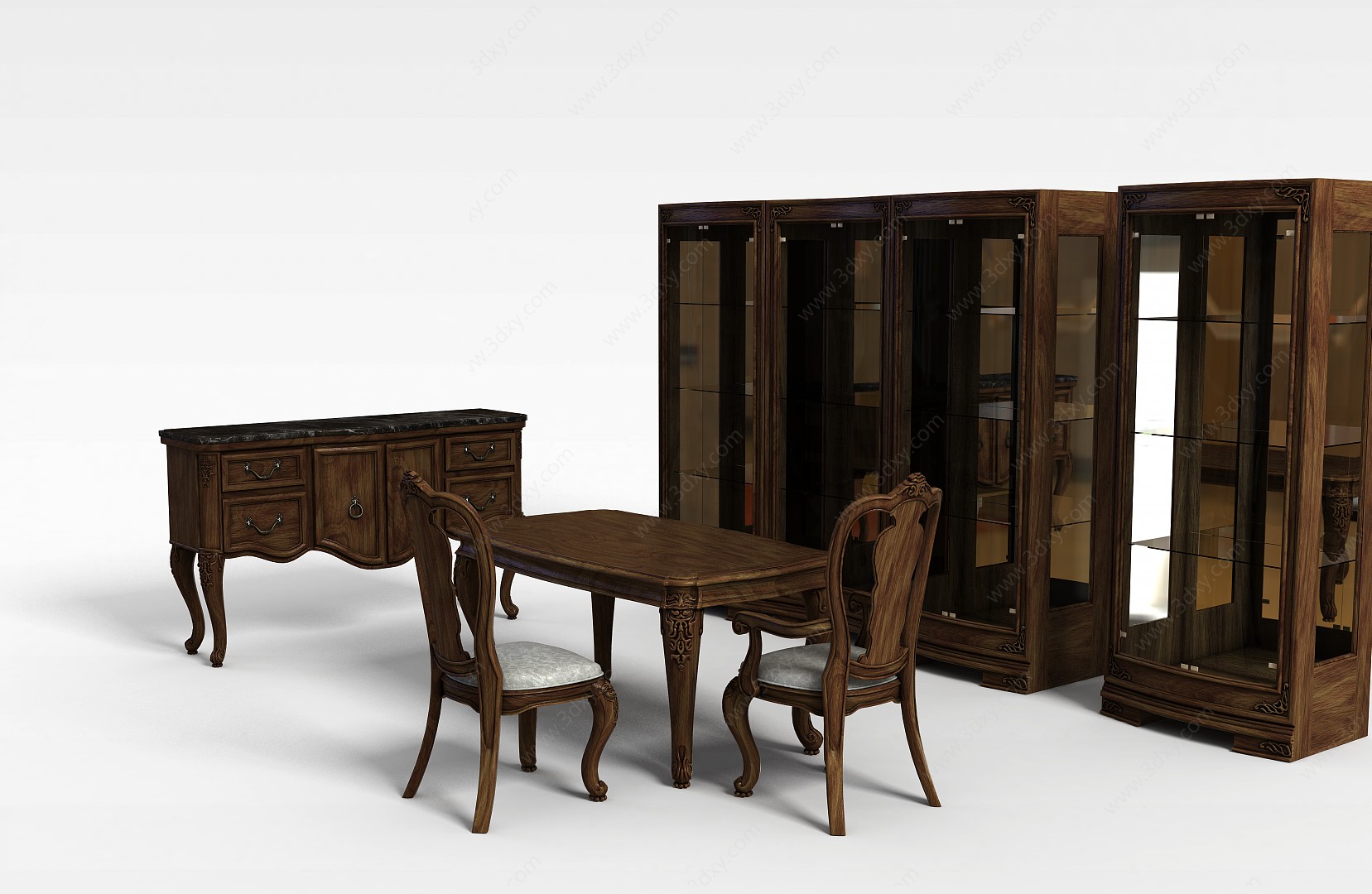 欧式休闲桌椅组合3D模型