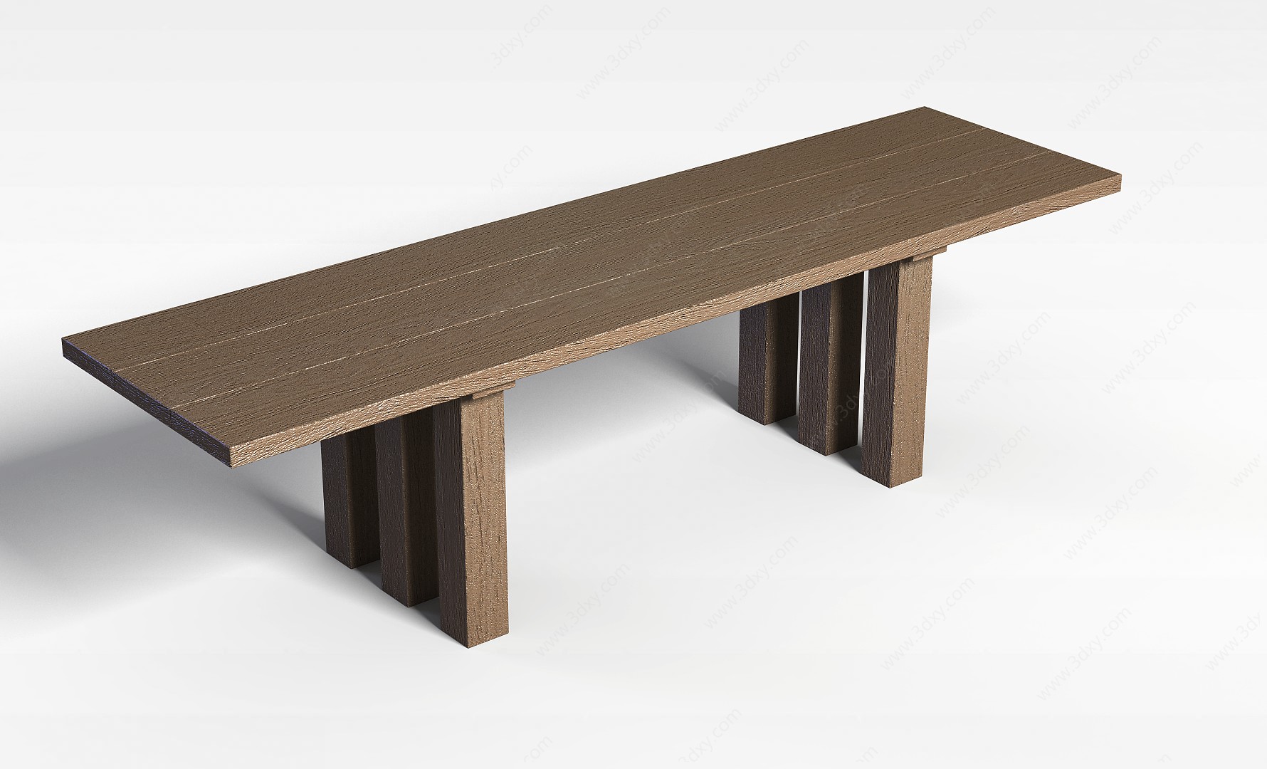中式实木餐桌3D模型