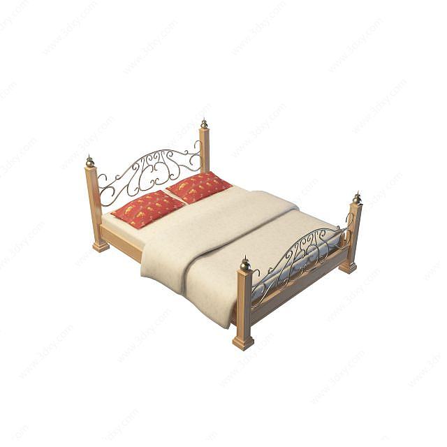 铁艺装饰床3D模型