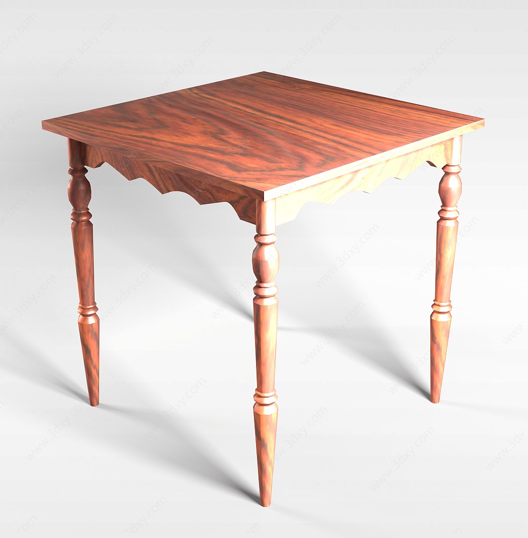 简约实木方桌3D模型