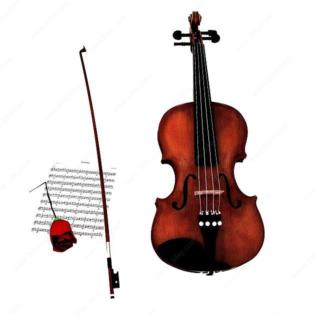 木质小提琴3D模型