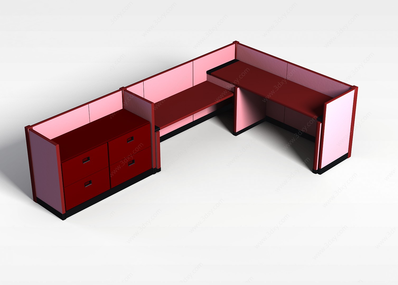 隔断办公桌3D模型