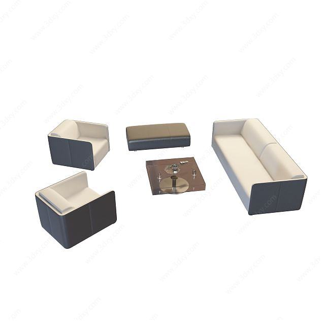 板式沙发茶几组合3D模型
