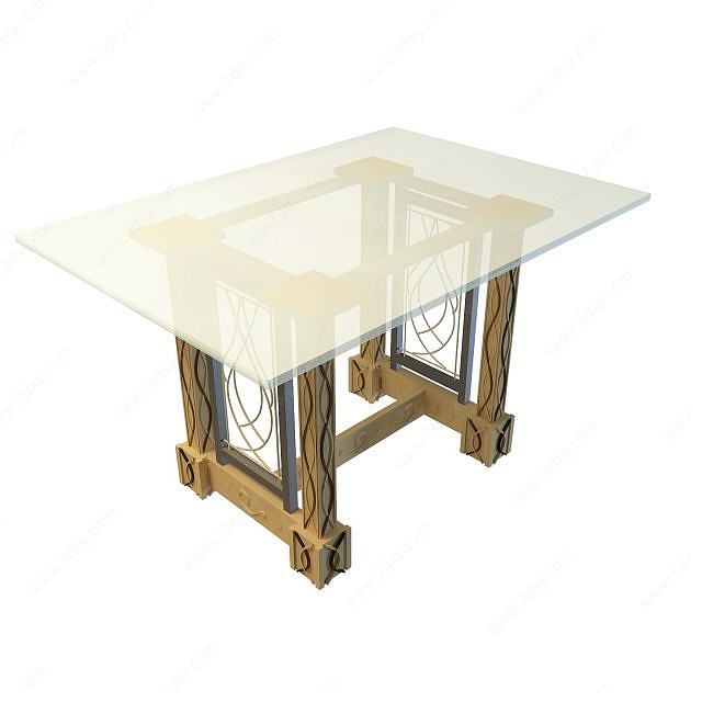 创意玻璃台面桌3D模型