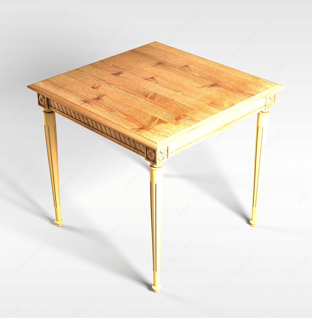 中式实木方桌3D模型