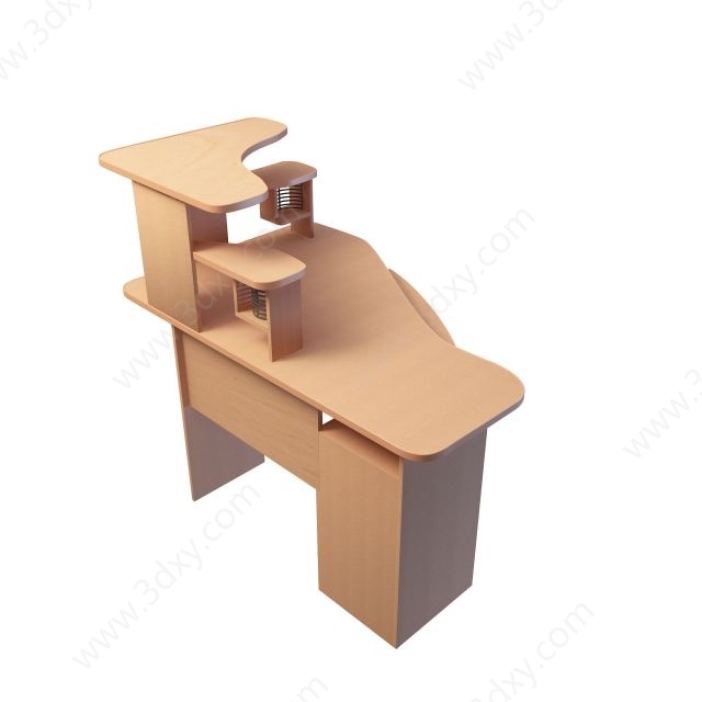 实木电脑桌3D模型